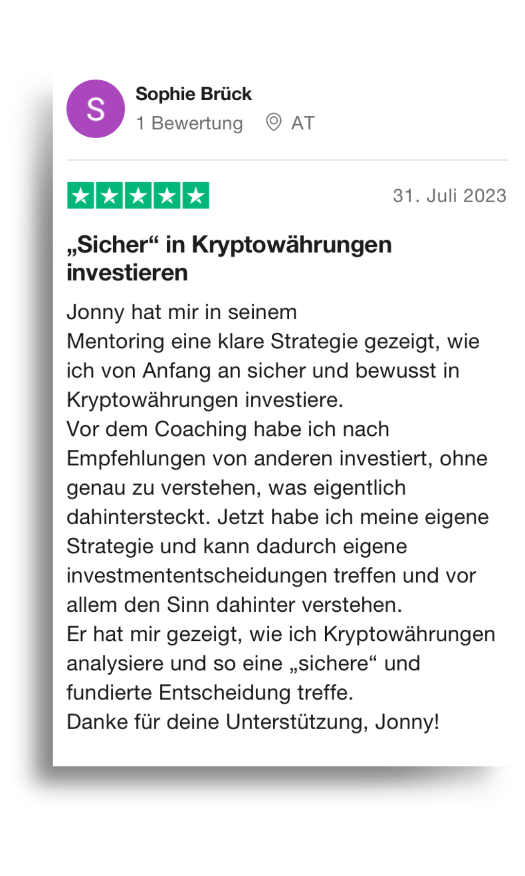 Trustpilot Sophie Schatten